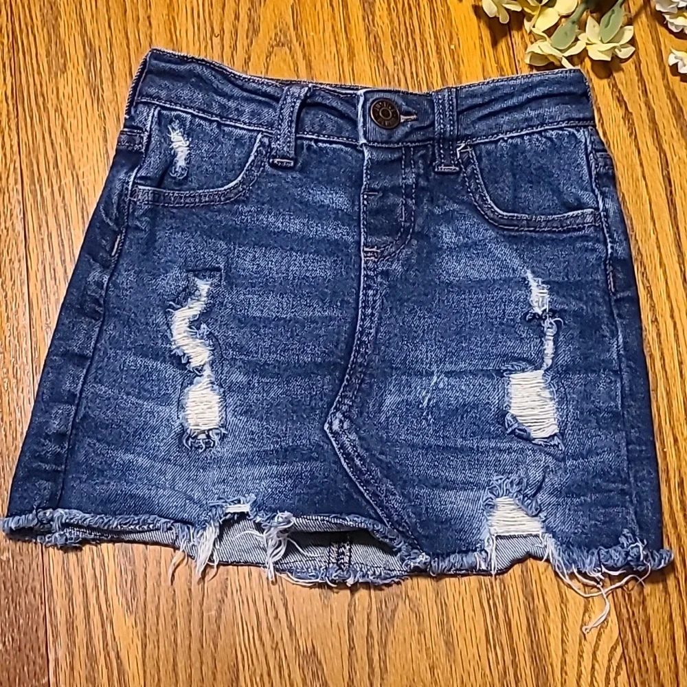 Justice Distressed High Rise Lined Denim Skirt - Girls 7